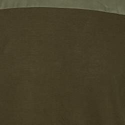 Pre Owned Prada Military Green Cotton Contrast Panel Detail Crew Neck T-Shirt XXL