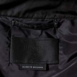 Prada Black Black Synthetic Cinched Hem Detail Jacket XL 