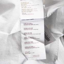 Pre Owned Prada White Striped Cotton Checkered Collar Detail Button Front Shirt M