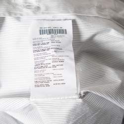Pre Owned Prada White Striped Cotton Checkered Collar Detail Button Front Shirt M