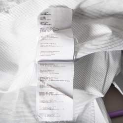 Pre Owned Prada White Striped Cotton Checkered Collar Detail Button Front Shirt M
