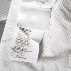 Pre Owned Prada White Striped Cotton Checkered Collar Detail Button Front Shirt M