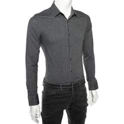 Prada Charcoal Grey Stretch Cotton Long Sleeve Shirt M