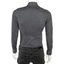 Prada Charcoal Grey Stretch Cotton Long Sleeve Shirt M