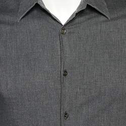 Prada Charcoal Grey Stretch Cotton Long Sleeve Shirt M