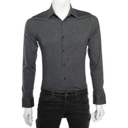 Prada Charcoal Grey Stretch Cotton Long Sleeve Shirt M
