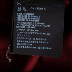 Pre Owned تي شيرت برادا قطن كستنائي بيكيه حافة متباينة رقبة مستديرة مقاس وسط (ميديوم)