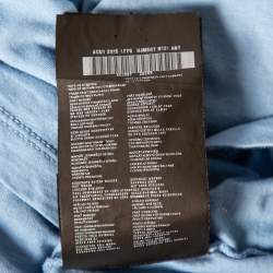 Pre Owned Prada Blue Cotton Embroidered Logo Detail V-Neck T-Shirt XXXL 