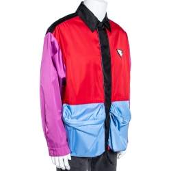 Prada Colorblock Synthetic Drawstring Hem Detailed Jacket M