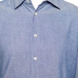 Prada Blue Cotton Button Front Shirt M