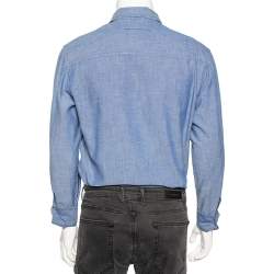 Prada Blue Cotton Button Front Shirt M