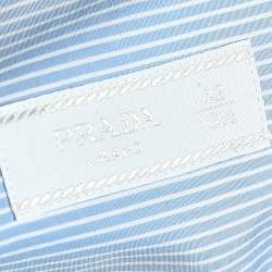 Prada Blue Striped Cotton Button Front Shirt XL