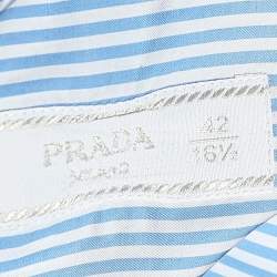 Prada Blue Striped Cotton Button Front Shirt XL