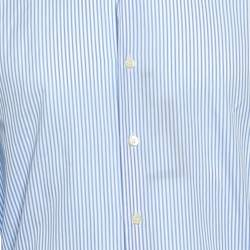 Prada Blue Striped Cotton Button Front Shirt XL