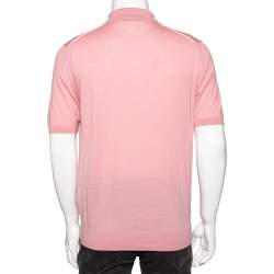 مملوكة مسبقًا Prada Pink Wool Polo T-Shirt L