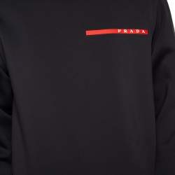 Pre Owned Prada Black Technical Jersey Logo Detail Long Sleeve Sweatshirt M