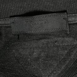 Pre Owned Prada Black Printed & Applique Detailed Cotton Short Sleeve T-Shirt M