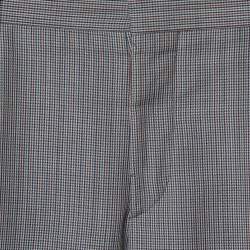 Prada Blue Micro Checkered Wool Tailored Pants XS