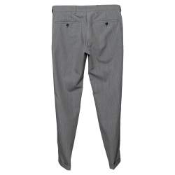 Prada Blue Micro Checkered Wool Tailored Pants XS
