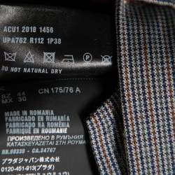 Prada Blue Micro Checkered Wool Tailored Pants XS