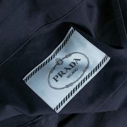 Pre Owned Prada Blue Cotton Front Zip Long Sleeve Shirt M