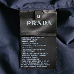 Pre Owned Prada Blue Cotton Front Zip Long Sleeve Shirt M