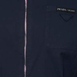 Pre Owned Prada Blue Cotton Front Zip Long Sleeve Shirt M