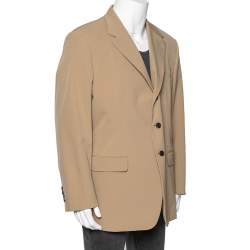 Prada Beige Synthetic Button Front Blazer 4XL