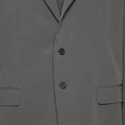 Prada Dark Grey Synthetic Button Front Blazer 4XL