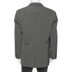 Prada Dark Grey Synthetic Button Front Blazer 4XL