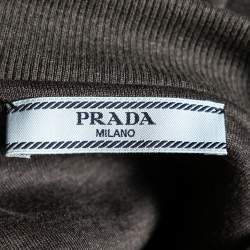 مملوكة مسبقًا سويت شيرت برادا تريكو قطن رصاصي داكن مزخرف مقاس وسط (ميديوم)