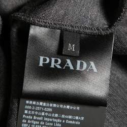 مملوكة مسبقًا سويت شيرت برادا تريكو قطن رصاصي داكن مزخرف مقاس وسط (ميديوم)