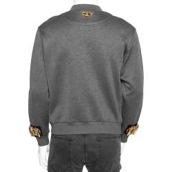 مملوكة مسبقًا سويت شيرت برادا تريكو قطن رصاصي داكن مزخرف مقاس وسط (ميديوم)