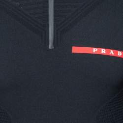 Prada Black Piqué Knit Technical Sweater L