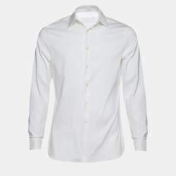 Prada White Stretch Poplin Button Front Shirt S