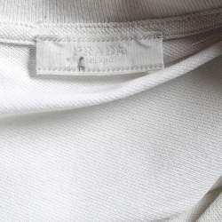 مملوكة مسبقًا Prada White Textured Cotton Striped Trim Polo T-Shirt 3XL