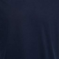 Pre Owned تي شيرت برادا قطن أزرق كحلي بأكمام قصيرة رقبة حرف في مقاس كبير جدًا - إكس لارج