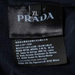 Prada Navy Blue Cotton Short Sleeve V-Neck T-Shirt XL
