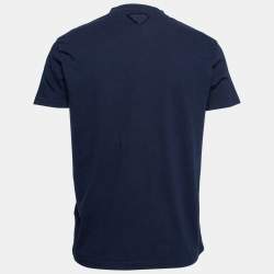 Prada Navy Blue Cotton Short Sleeve V-Neck T-Shirt XL