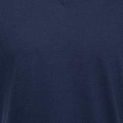 Prada Navy Blue Cotton Short Sleeve V-Neck T-Shirt XL