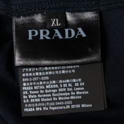 Prada Navy Blue Cotton Short Sleeve V-Neck T-Shirt XL