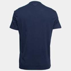 Prada Navy Blue Cotton Short Sleeve V-Neck T-Shirt XL