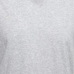 Pre Owned تي شيرت برادا قطن رصاصي بأكمام قصيرة رقبة حرف في مقاس كبير جدًا -إكس لارج