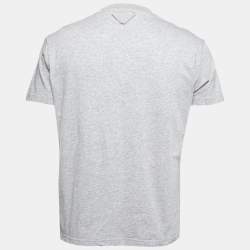 Prada Grey Cotton Short Sleeve V-Neck T-Shirt XL