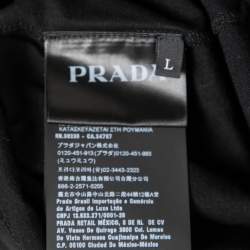 Pre Owned Prada Black Cotton Synthetic Patch Pocket Detail Short Sleeve T-Shirt L