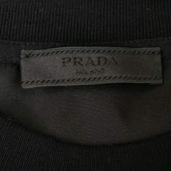Pre Owned Prada Black Cotton Synthetic Patch Pocket Detail Short Sleeve T-Shirt L