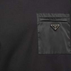 Pre Owned Prada Black Cotton Synthetic Patch Pocket Detail Short Sleeve T-Shirt L