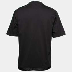Pre Owned Prada Black Cotton Synthetic Patch Pocket Detail Short Sleeve T-Shirt L