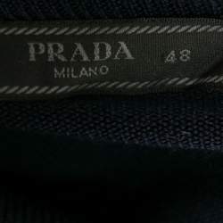 Pre Owned سويتر برادا تريكو صوف أزرق كحلي برقبة مرتفعة بأكمام طويلة مقاس وسط ( ميديوم )