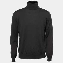 Prada Black Wool Knit Turtle Neck Long Sleeve Sweater L